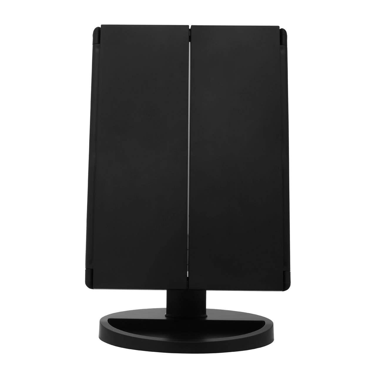 Cassini Tri Fold Black LED Table Mirror | Kaiku