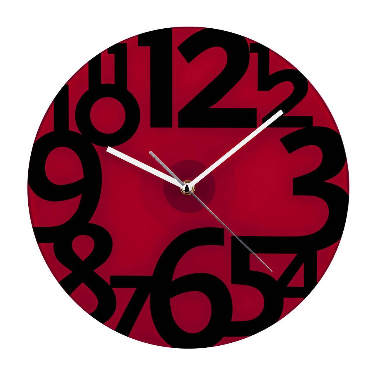Tortora Red Glass and Black Numbers Wall Clock | Kaiku
