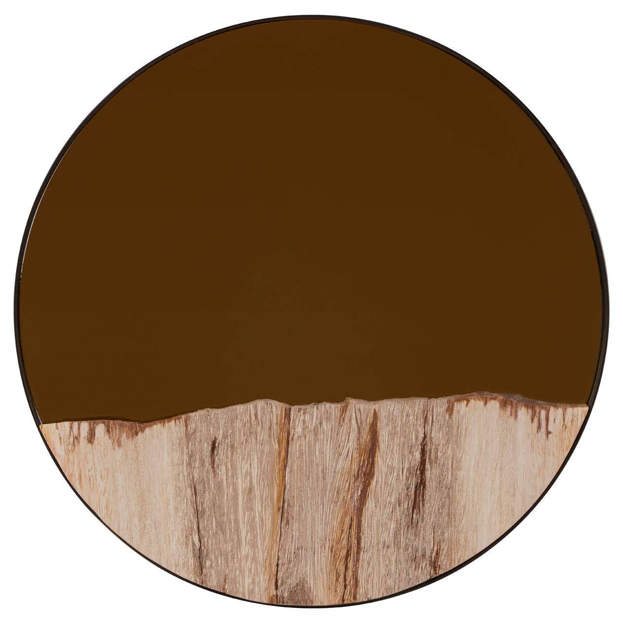 Relic Petrified Wood Tile Small Round Mirror | Kaiku