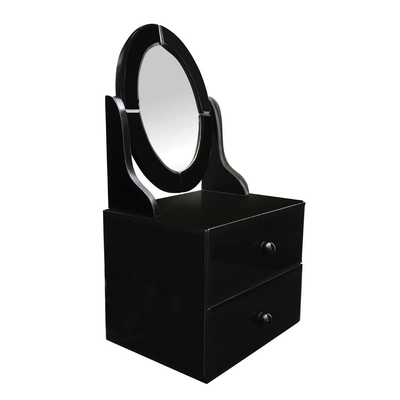 Gala Black Glass Vanity Mirror with Drawers | Kaiku