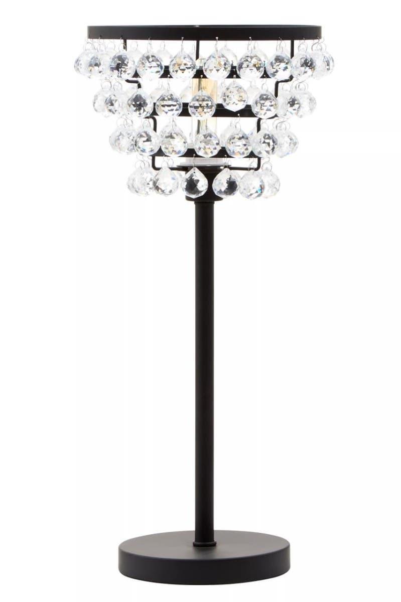 Hutchinson Clear Crystal Table Lamp with Black Metal | Kaiku