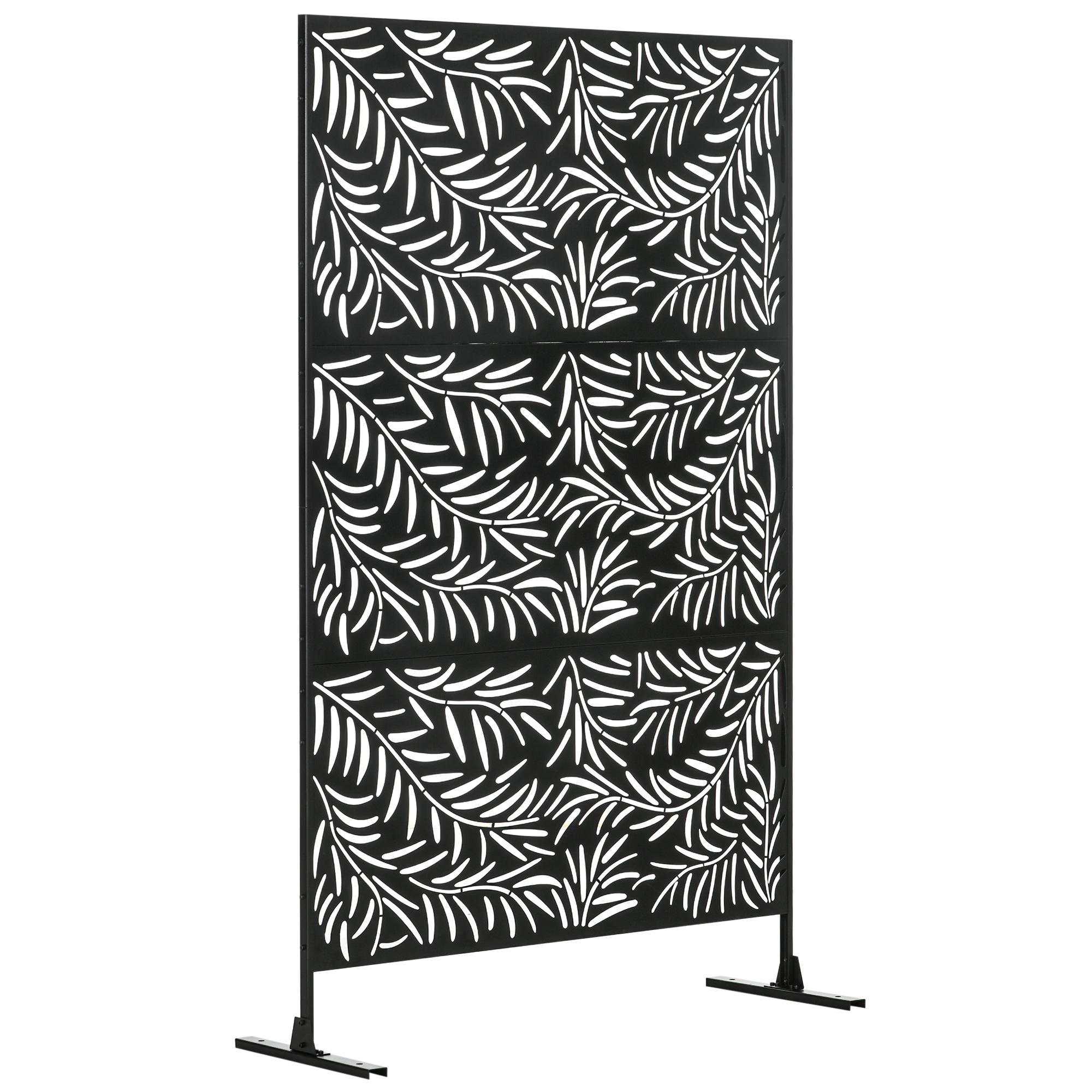 Willow Branch Metal Privacy Screen with Stand, Black | Kaiku