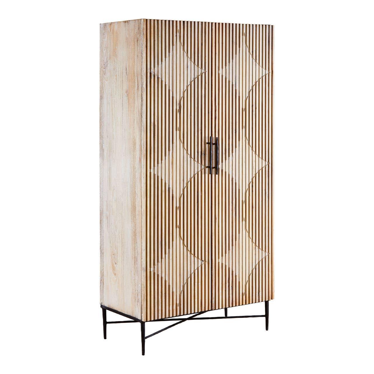 Kyra Grey Wash Elm Wood Wardrobe | Kaiku