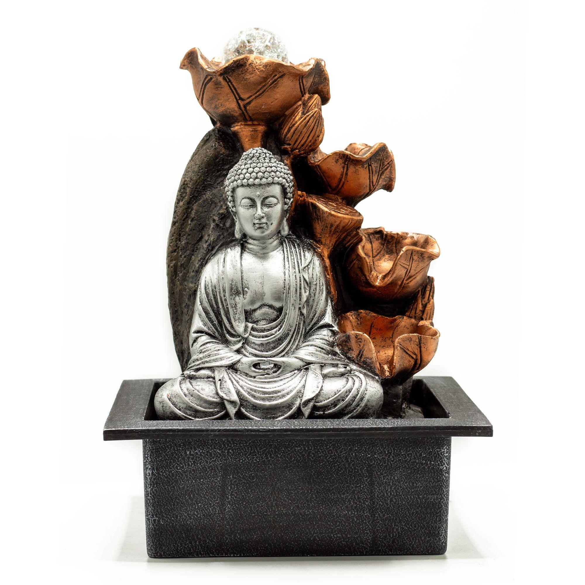 Tabletop Water Feature - Silver Buddha Cascade & Crystal Ball | Kaiku