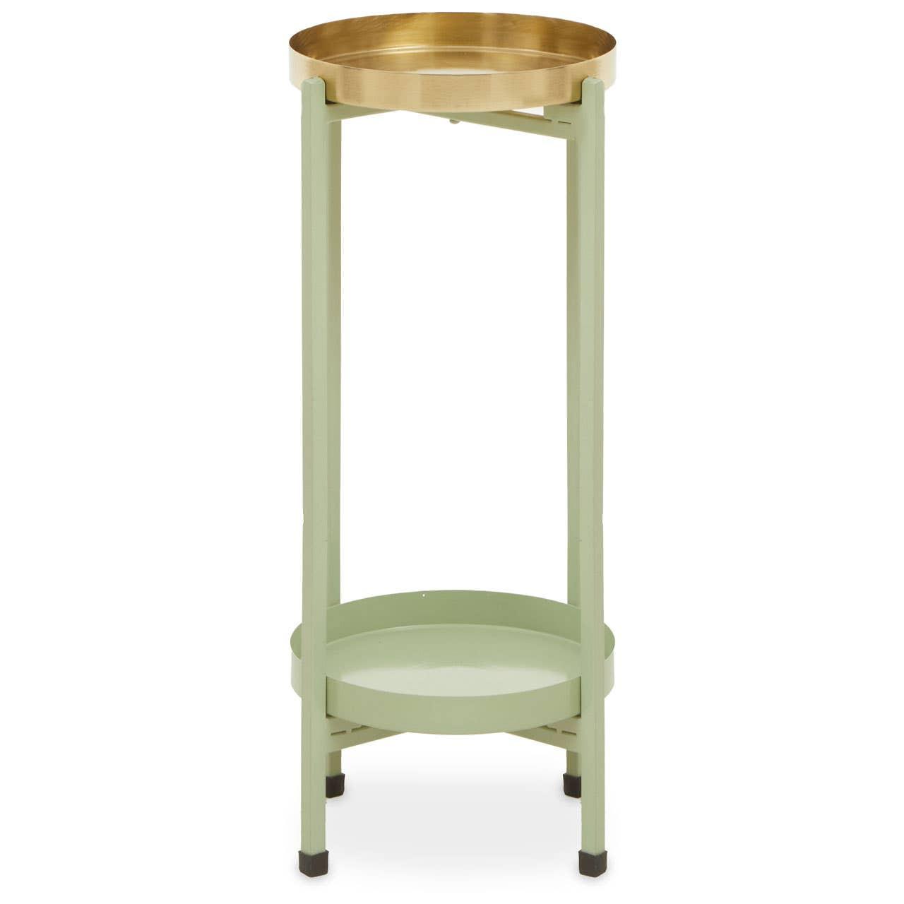 Sabia Green And Gold Two Tiered Plant Stand | Kaiku