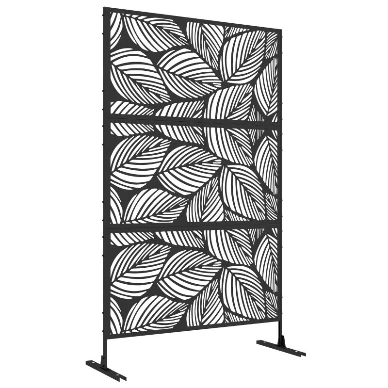 Leaf Metal Privacy Screen, Black | Kaiku