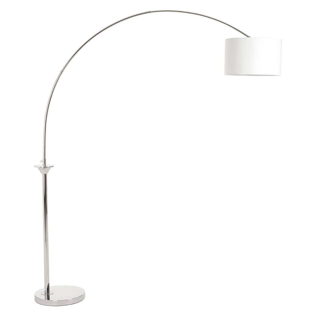 Hubert Nickel Finish Arc Floor Lamp | Kaiku