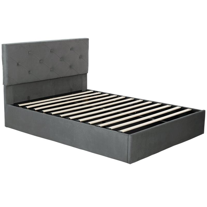 King Size Gas-Lift Ottoman Bed with Tufted Headboard | Kaiku