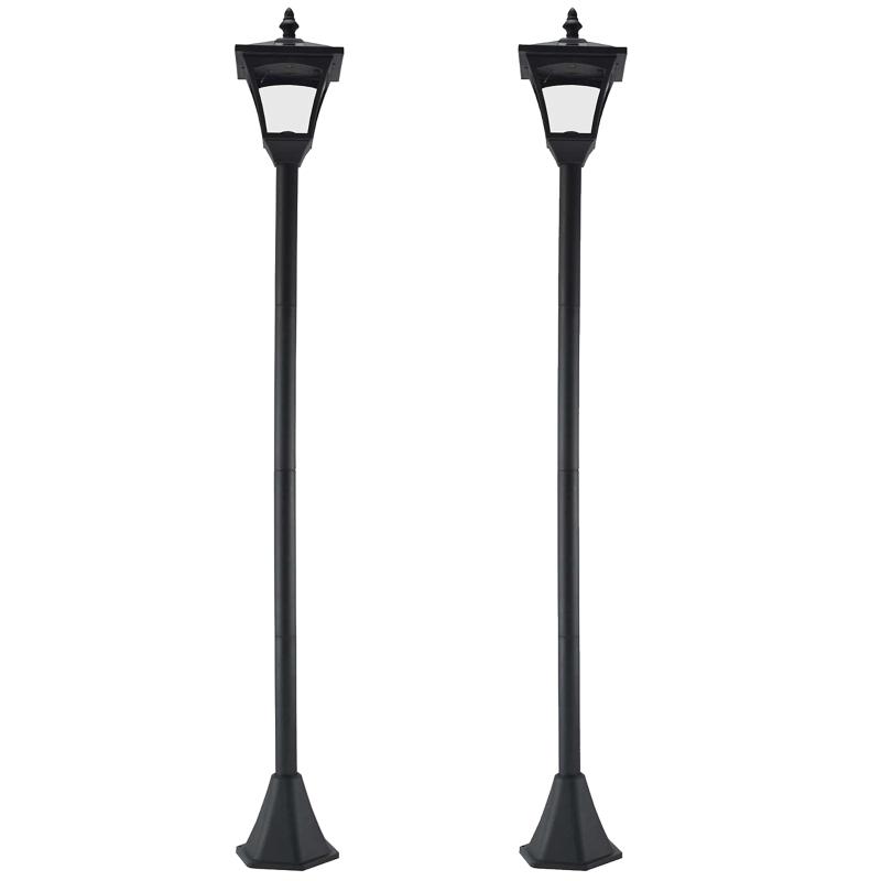 1.2m Dimmable Solar Bollard Lights, Set of 2, Black | Kaiku