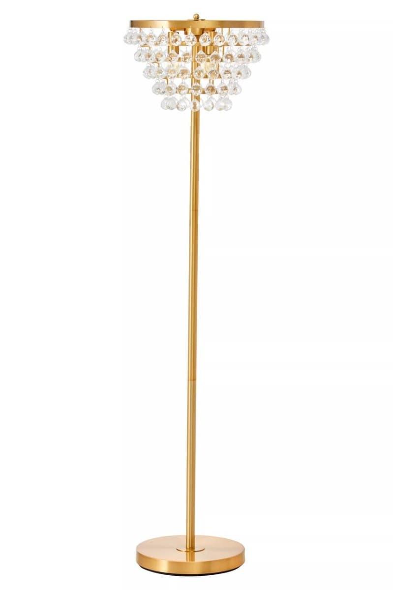 Hutchinson Clear Crystal Floor Lamp with Gold Metal | Kaiku