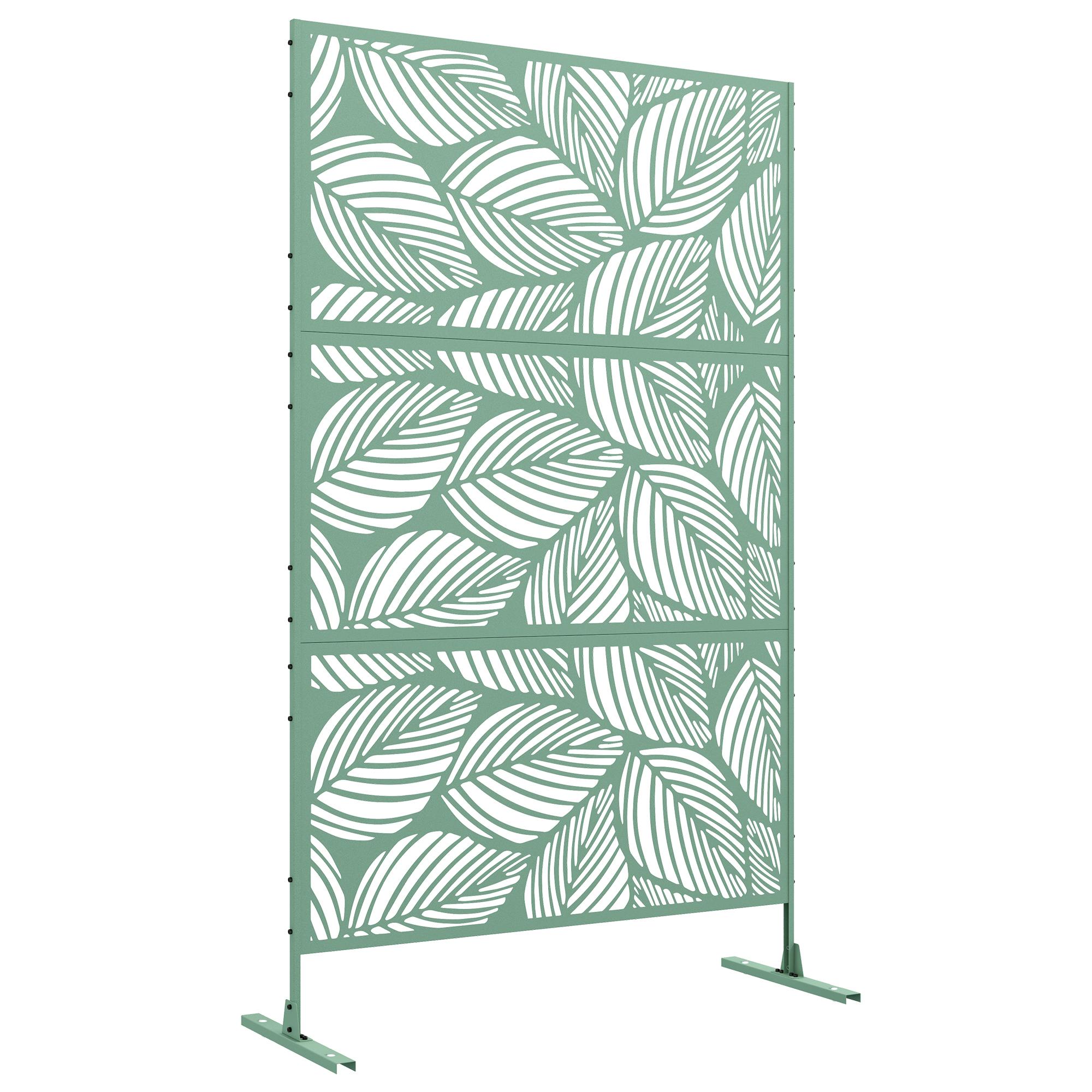 Leaf Metal Privacy Screen, Green | Kaiku