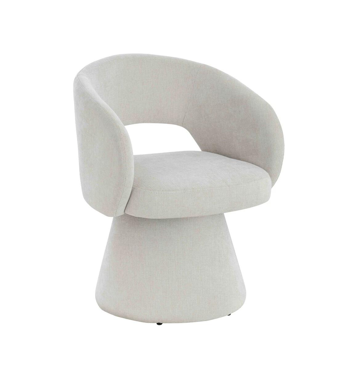 Maxwell Textured Beige Fabric Curved Swivel Dining Chair | Kaiku