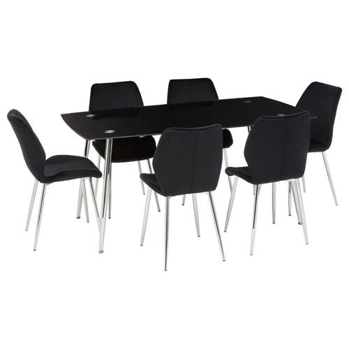 Wimslow BlackTempered Glass Dining Table with 6 Chairs | Kaiku