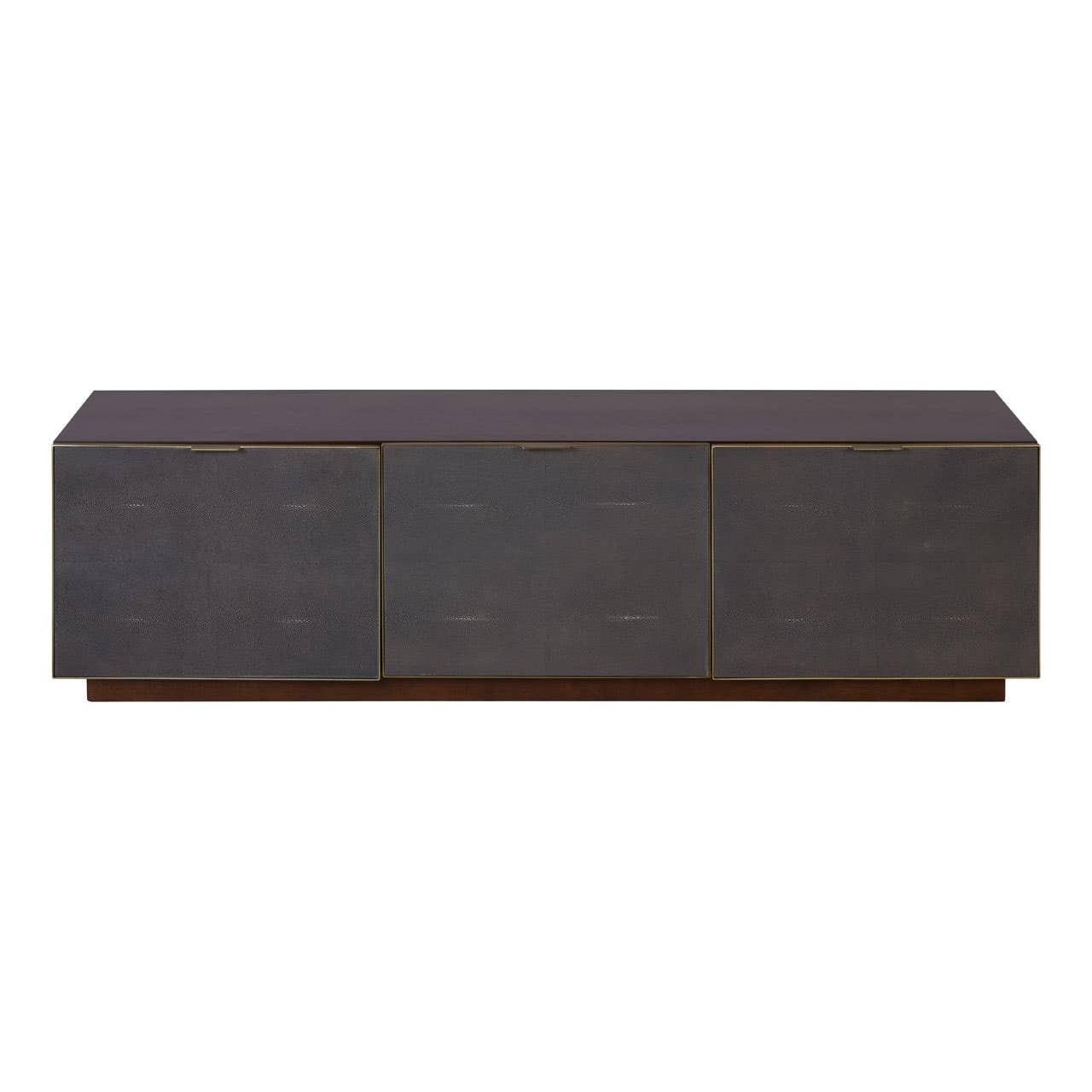 Kempton Grey Shagreen Effect and Walnut Veneer Media Unit | Kaiku