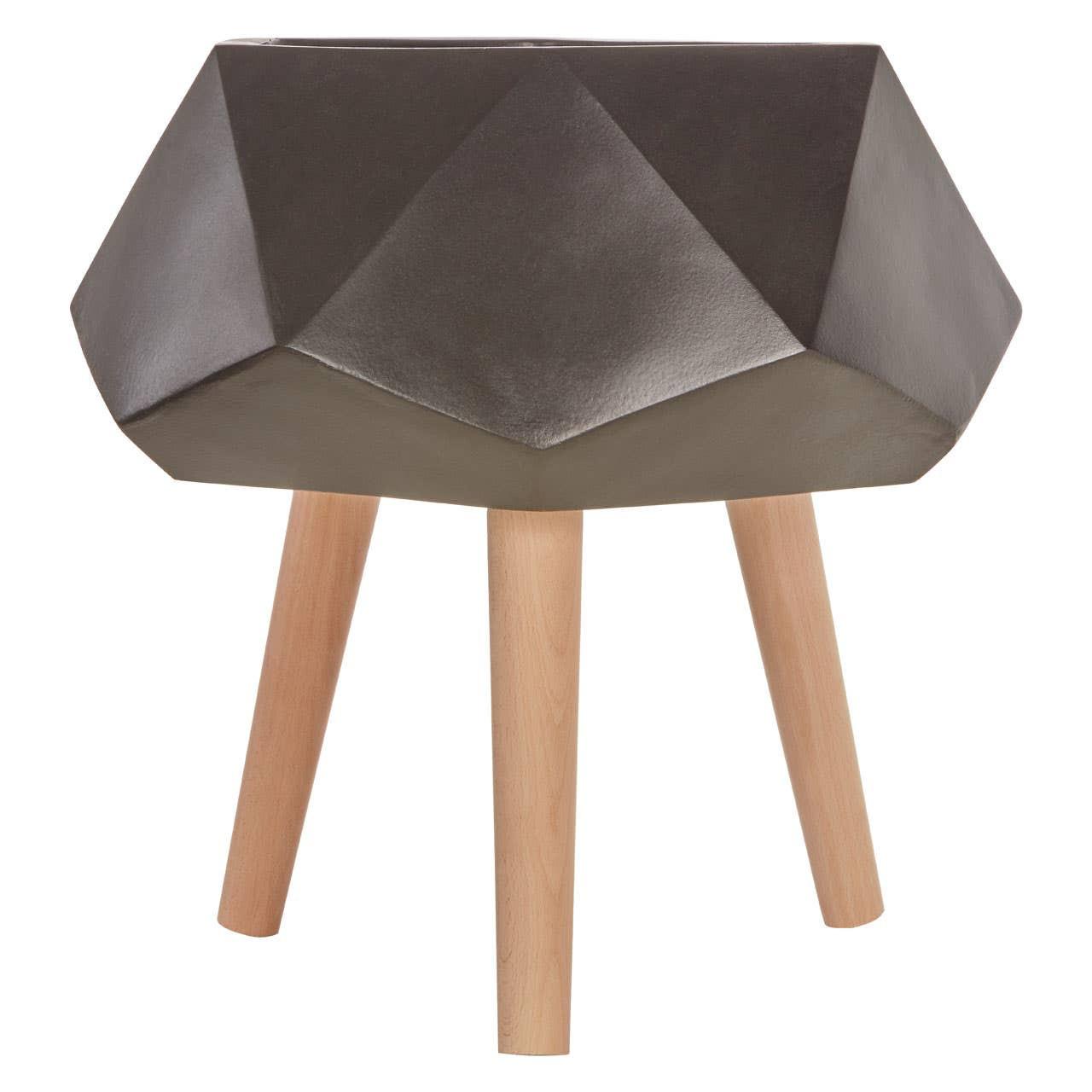 Darnell Small Black Geometric Planter with Legs | Kaiku