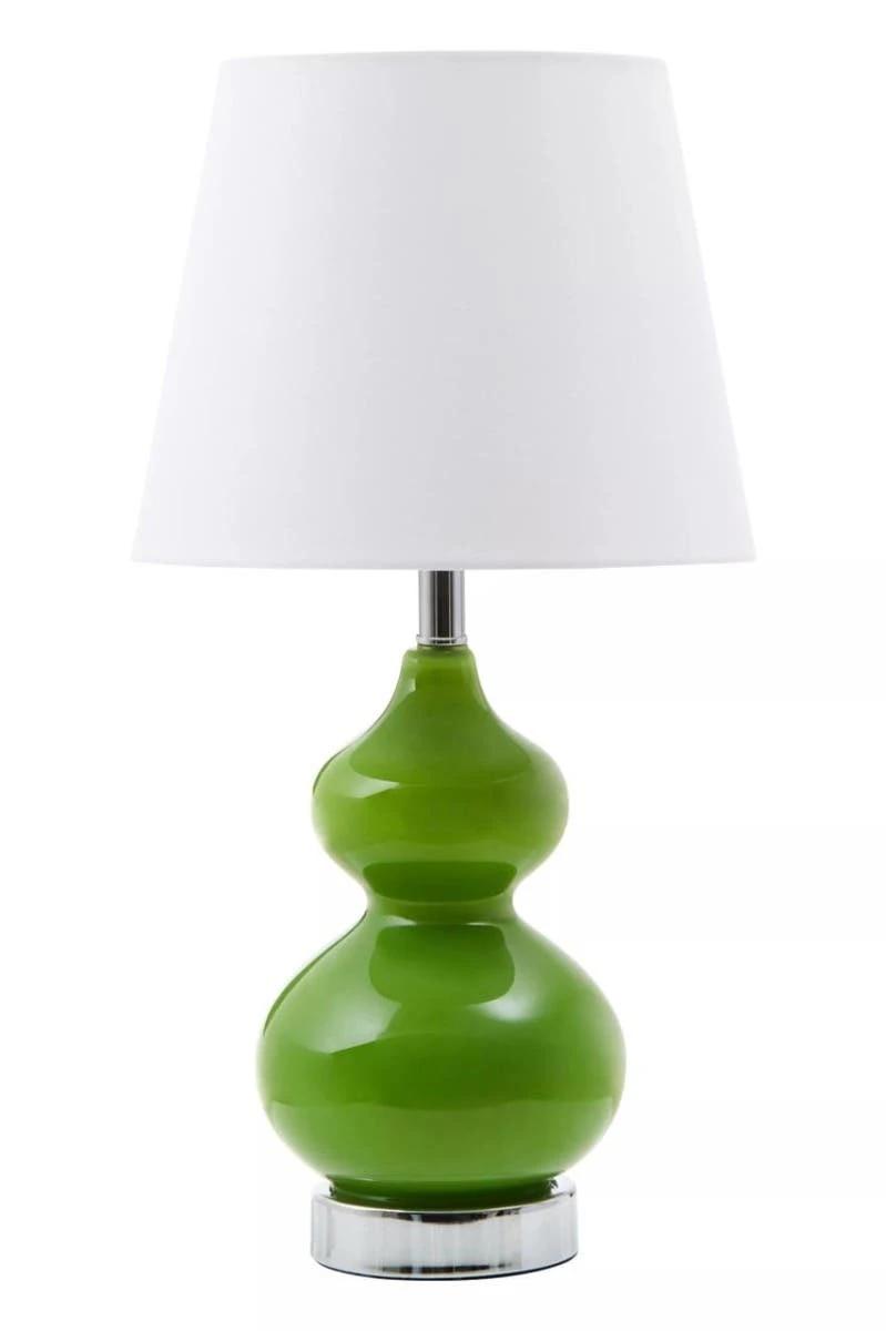 Heidy Green Glass Table Lamp With White Shade | Kaiku