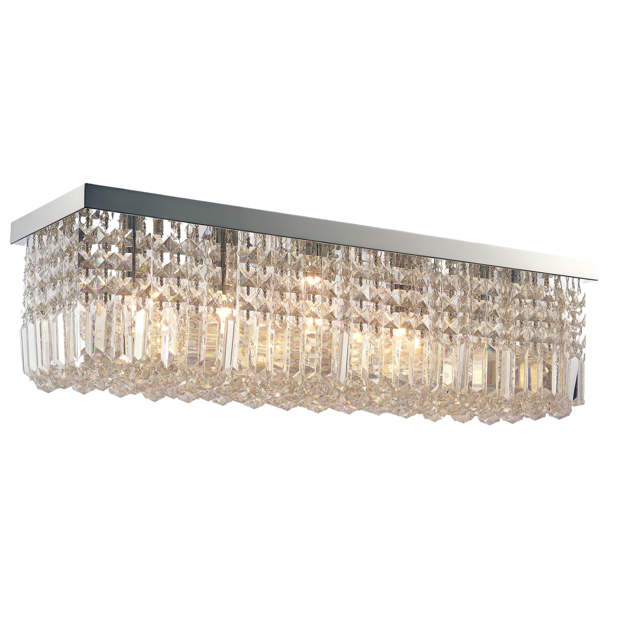 Square Crystal Chandelier, Five-Light, Silver | Kaiku