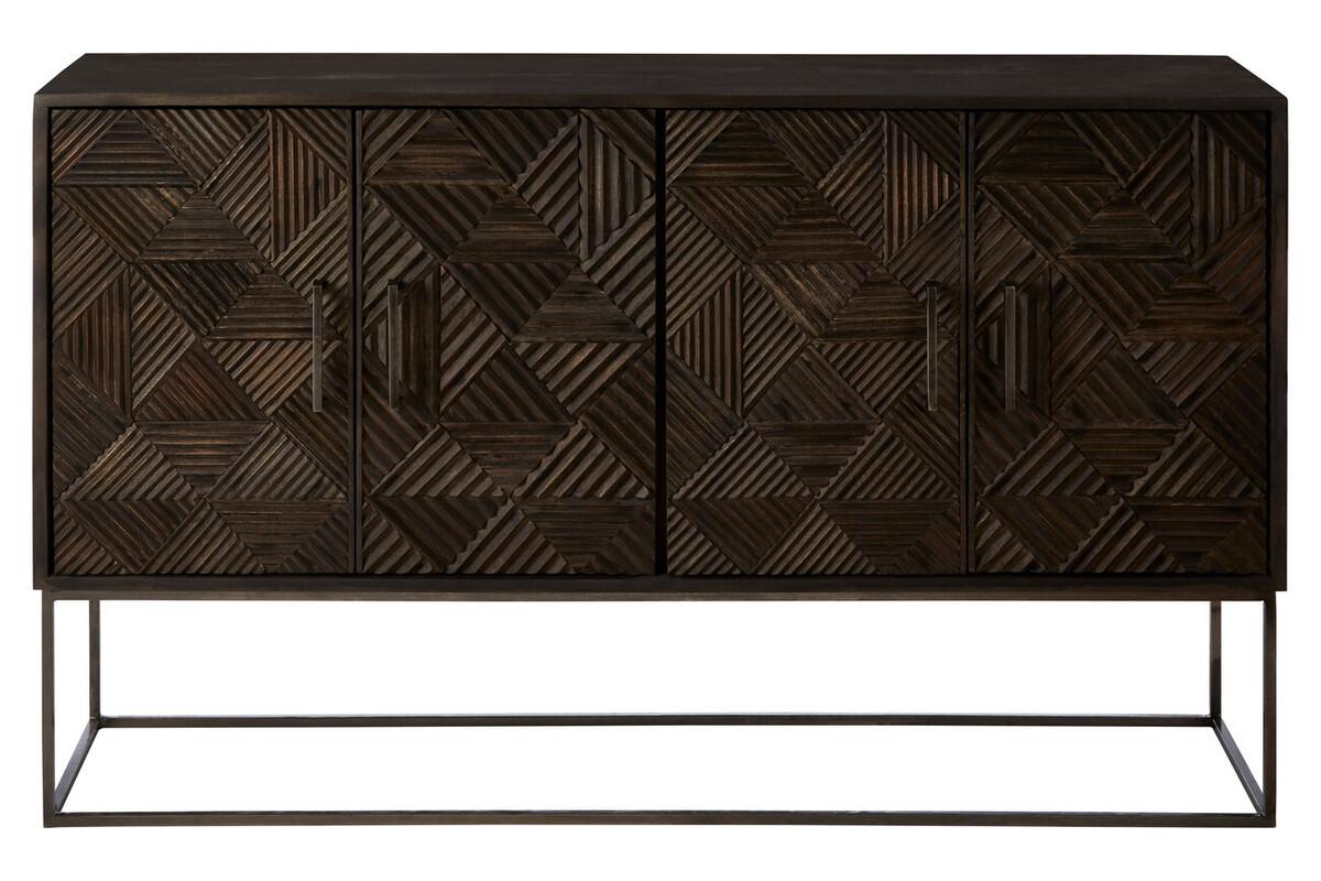Saira Carved Mango Wood 4 Door Sideboard | Kaiku