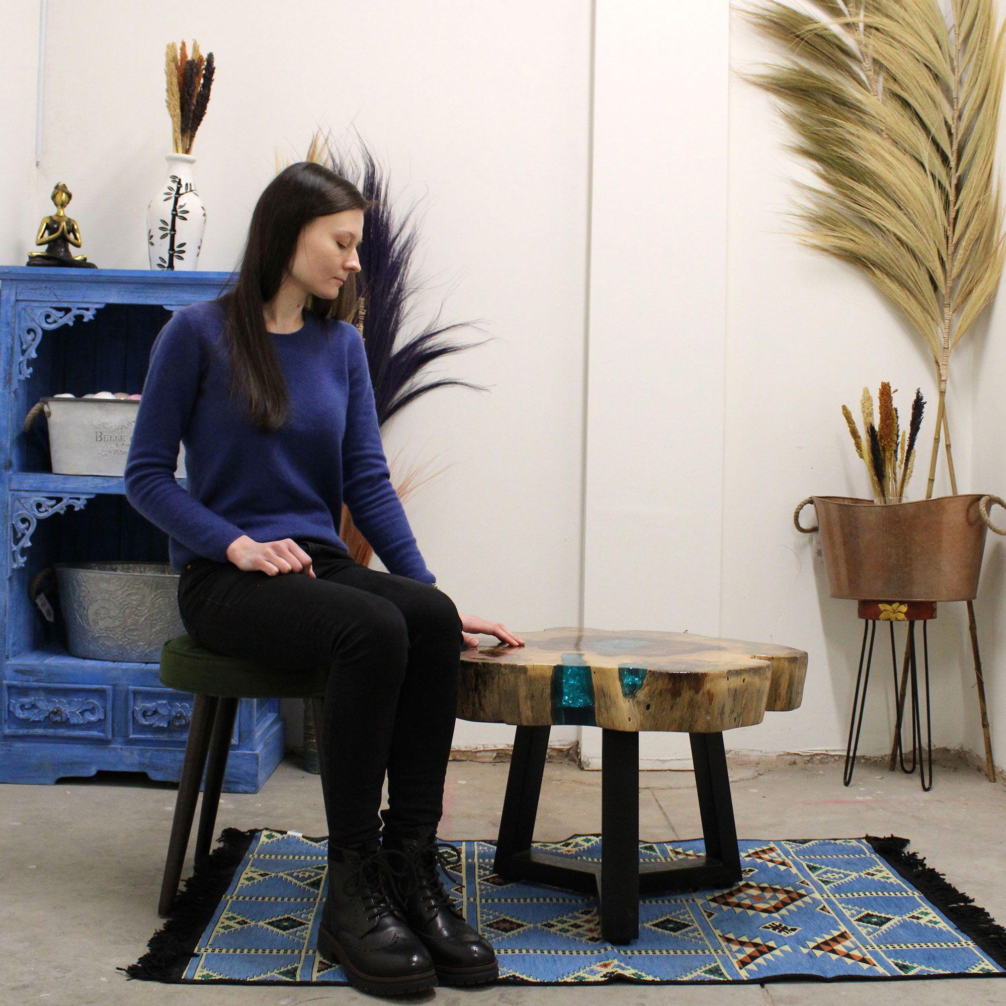 Tamarind & Resin Coffee Table – Aqua | Kaiku