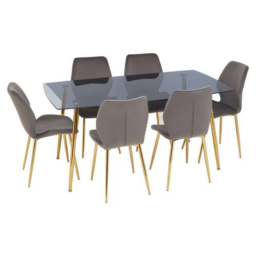 Wimslow Smoked Glass Dining Table with 6 Chairs Set | Kaiku