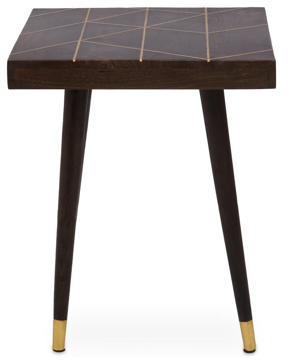 Naro Mango Wood and Gold Tip Legs Side Table | Kaiku