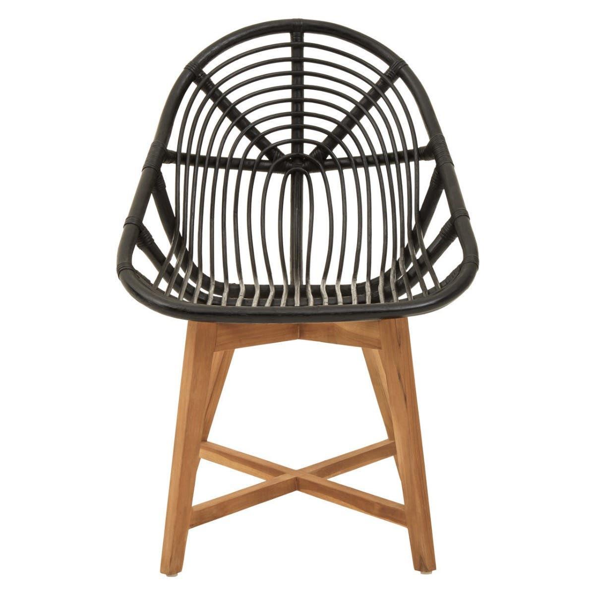 Manado Black Natural Rattan And Teak Chair | Kaiku