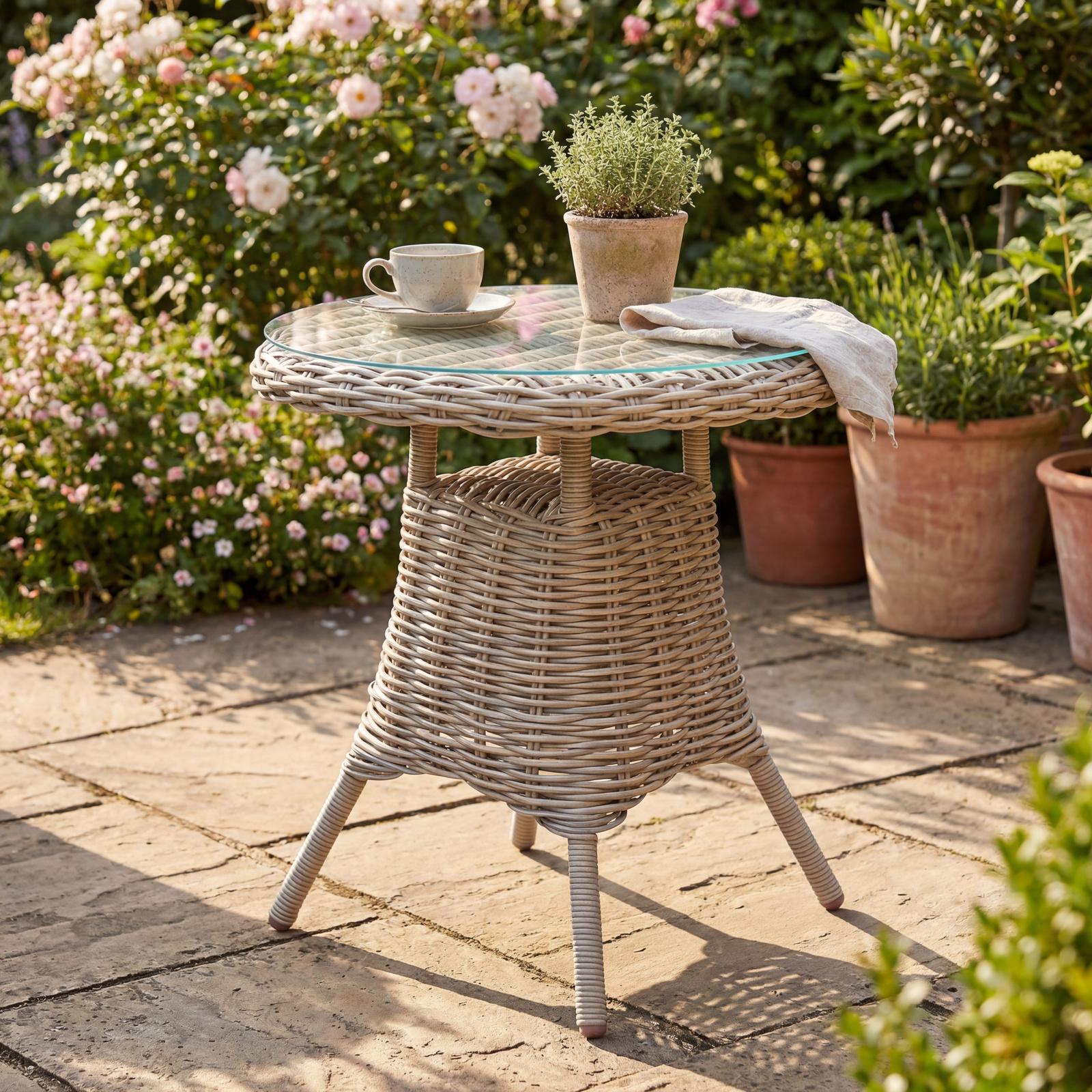 Amalfi Collection Outdoor Bistro Table With Glass Top | Kaiku