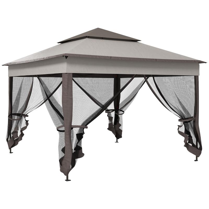 Pop-Up Double-Roof Gazebo with Netting and Carry Bag | Kaiku