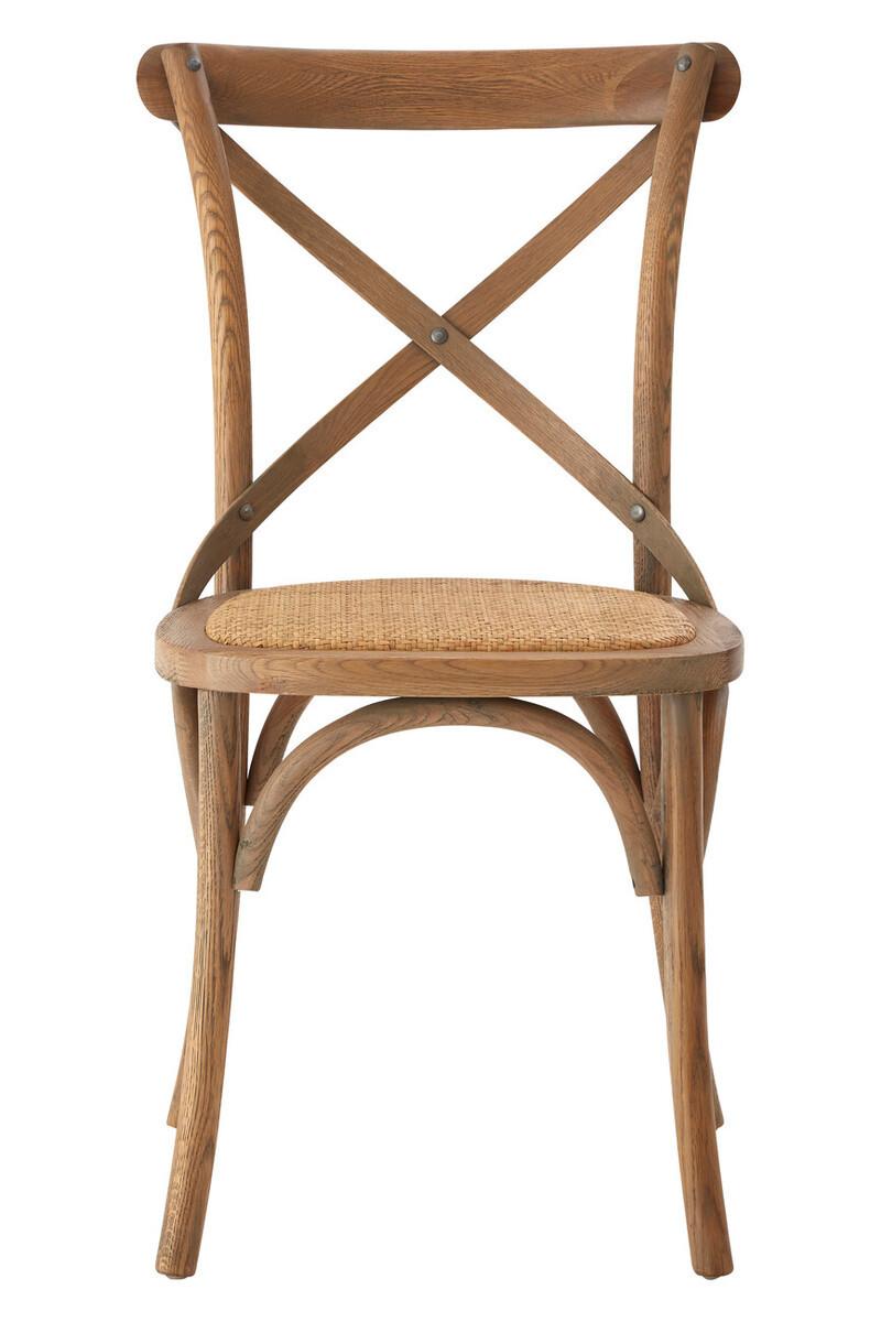 Lyon Grey Oak Wood And Rattan Cross Back Dining Chair | Kaiku