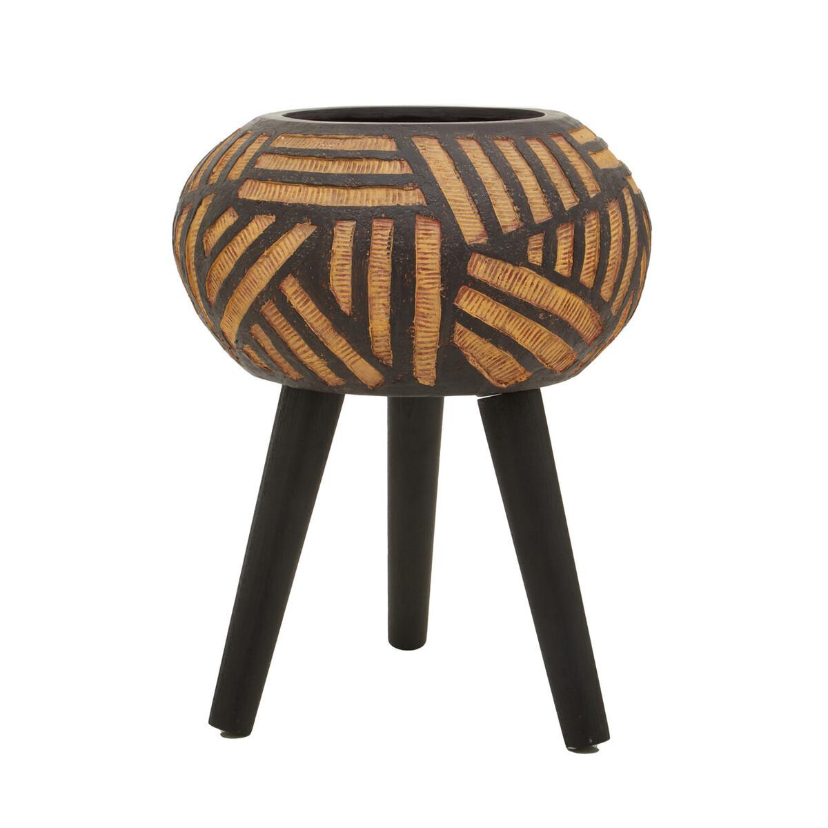Darnell Natural And Black Tapered Planter | Kaiku