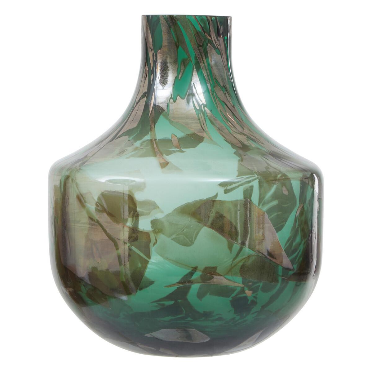 Herbie Green and Gold Large Glass Vase | Kaiku