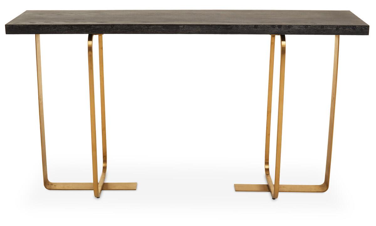 Lena Oak Veneer Console Table with Brushed Gold Frame | Kaiku