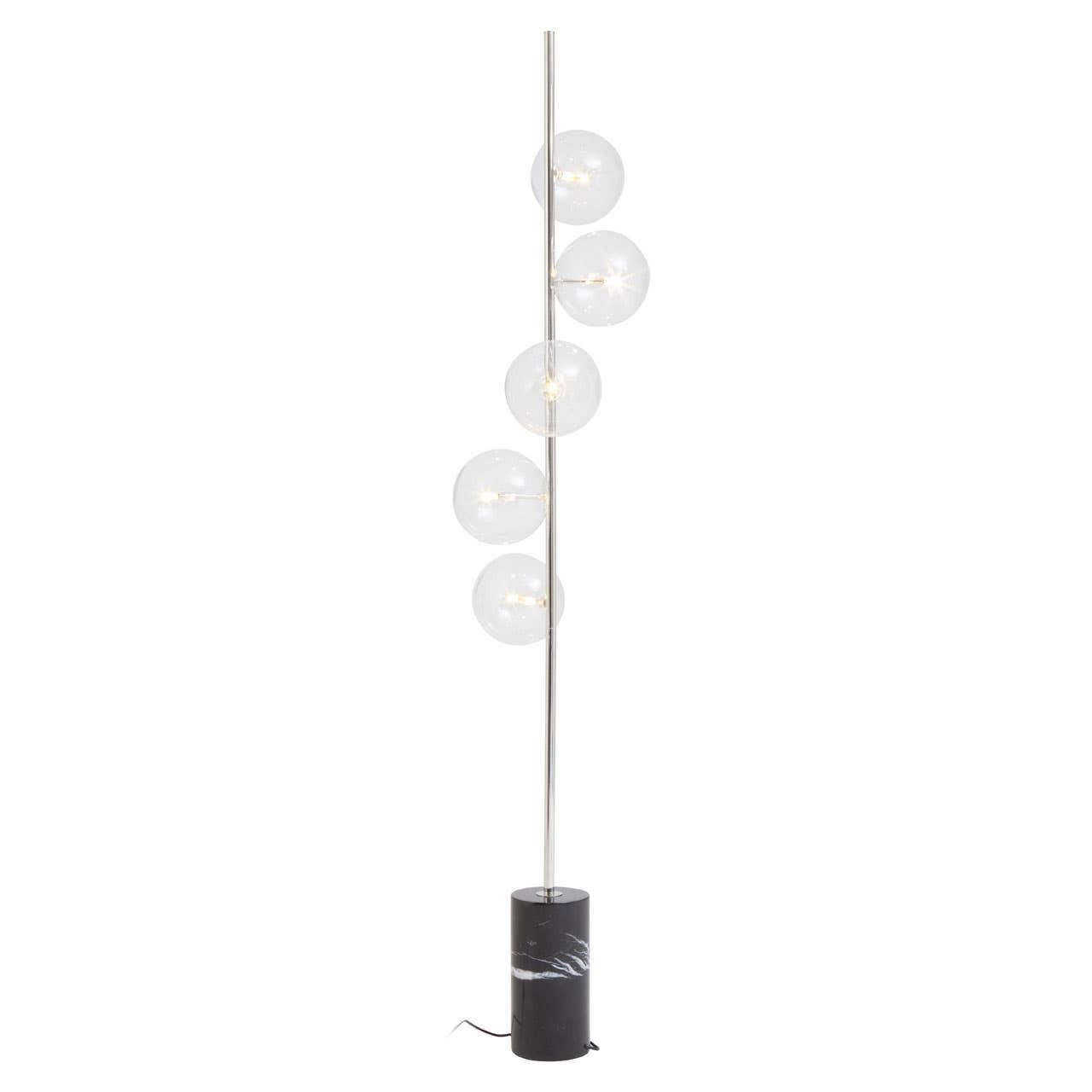 Abira Black Marble and Nickel Finish 5 Bulb Floor Lamp | Kaiku