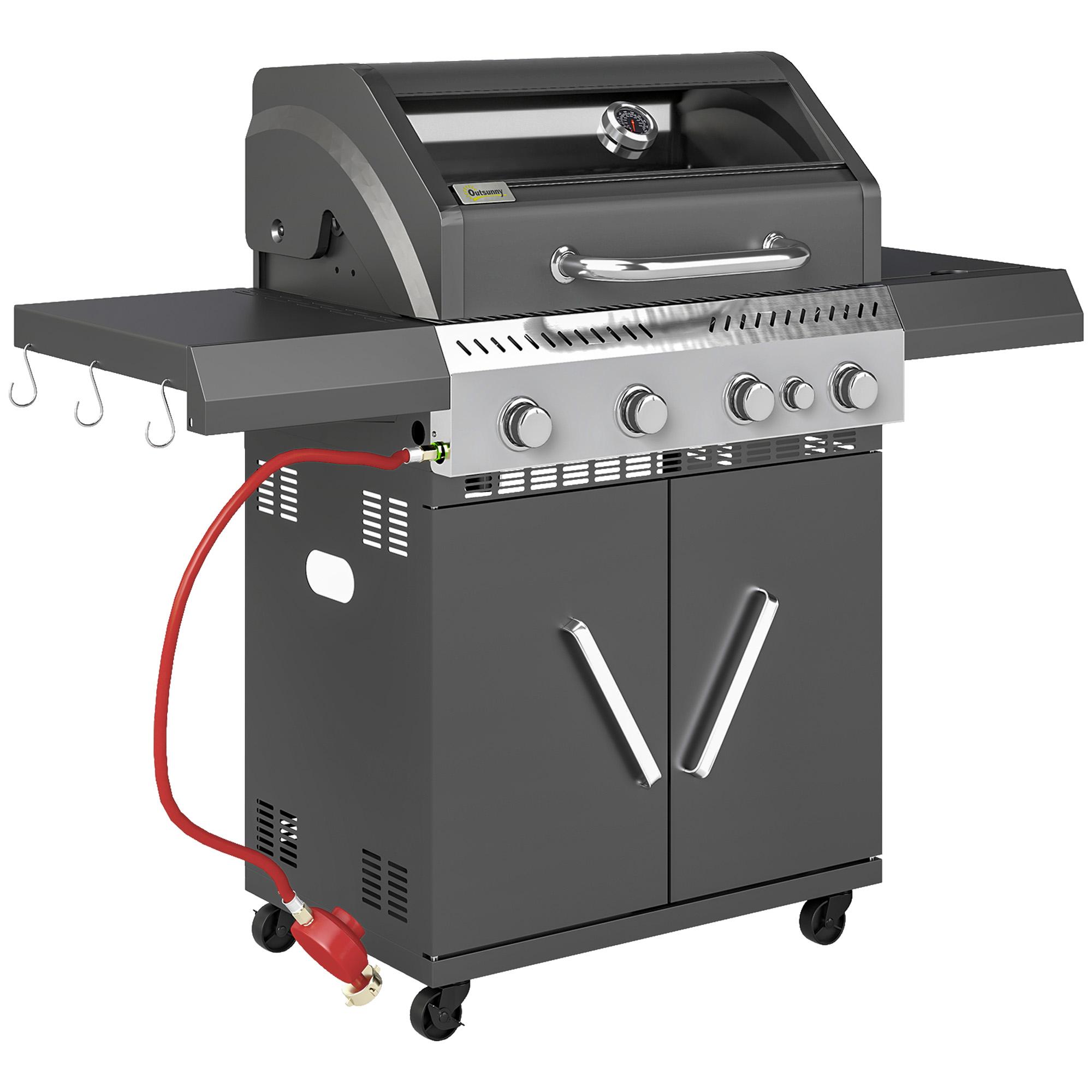4+1 Burner Gas Barbecue with Side Table, Black | Kaiku