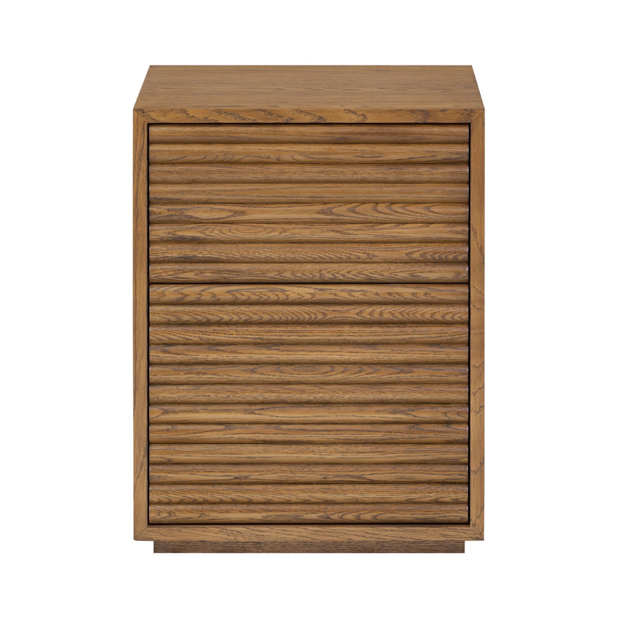 Charlton Ribbed Walnut 2 Drawer Bedside Table | Kaiku