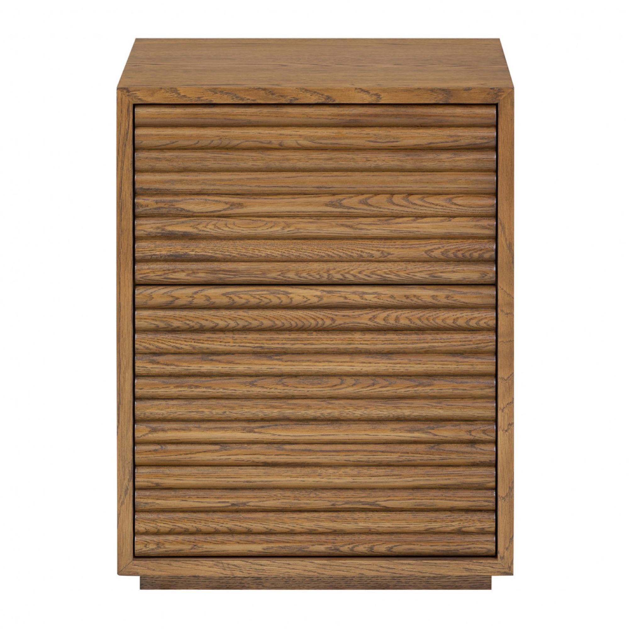 Charlton Ribbed Walnut 2 Drawer Bedside Table | Kaiku