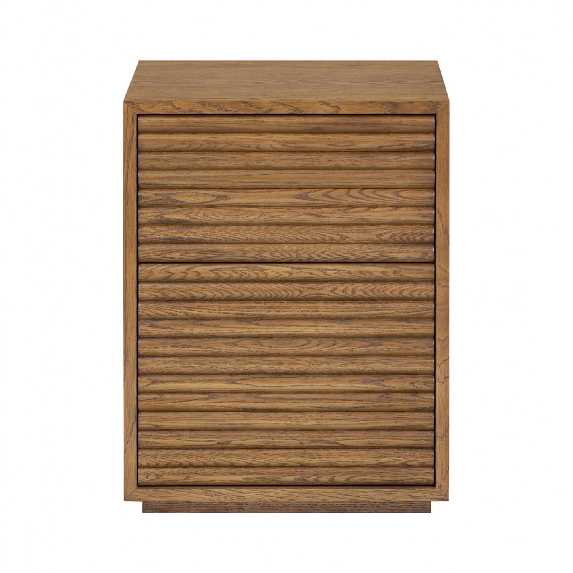 Charlton Ribbed Walnut 2 Drawer Bedside Table | Kaiku