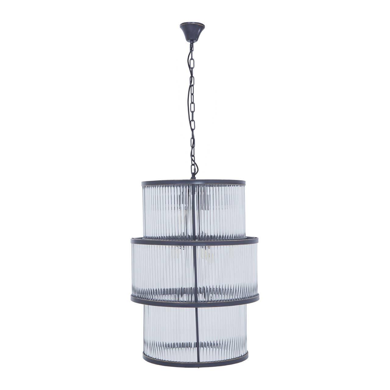 Salasco Black Finish 3 Tiered Glass Chandelier | Kaiku