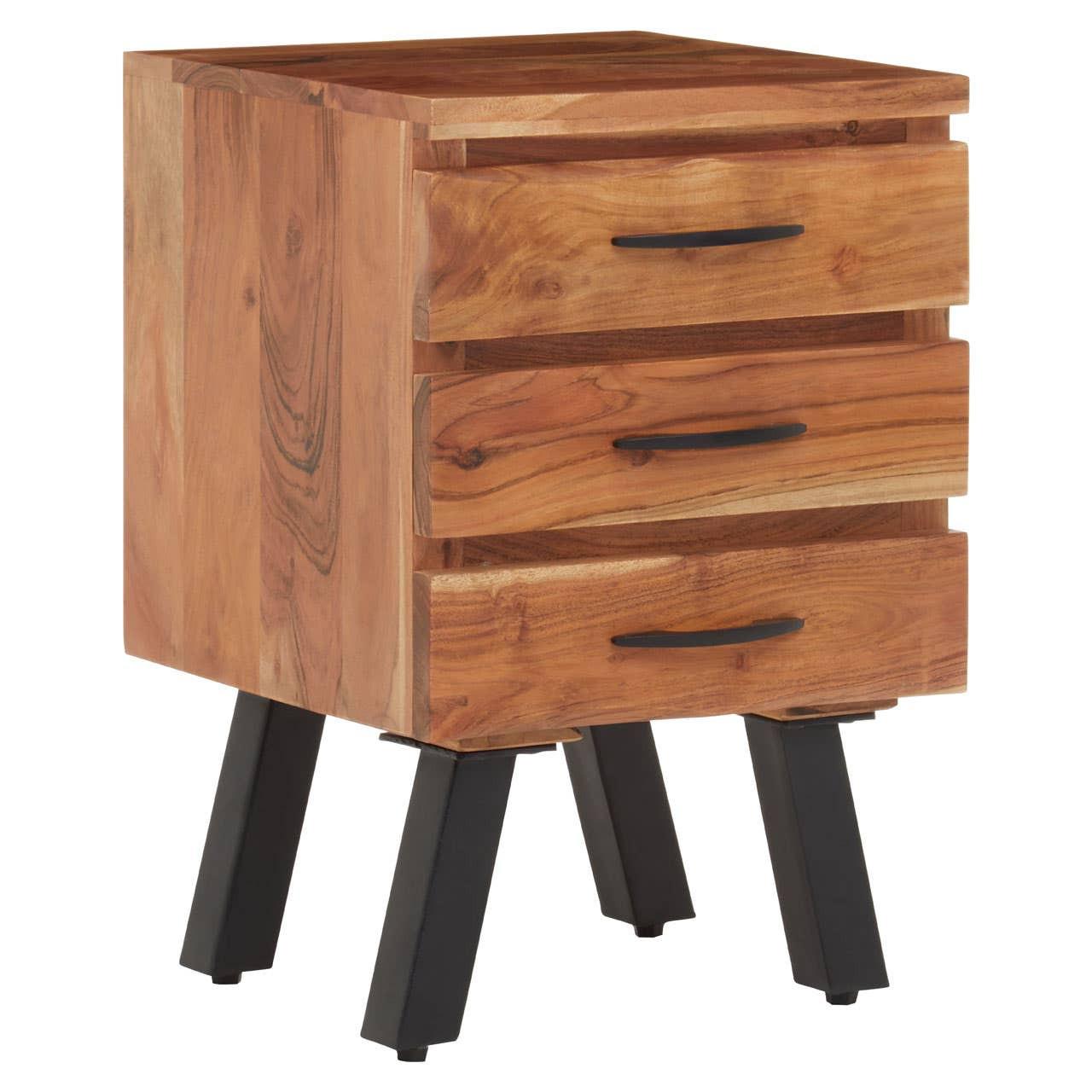Nashik Three Drawer Acacia Side Table | Kaiku
