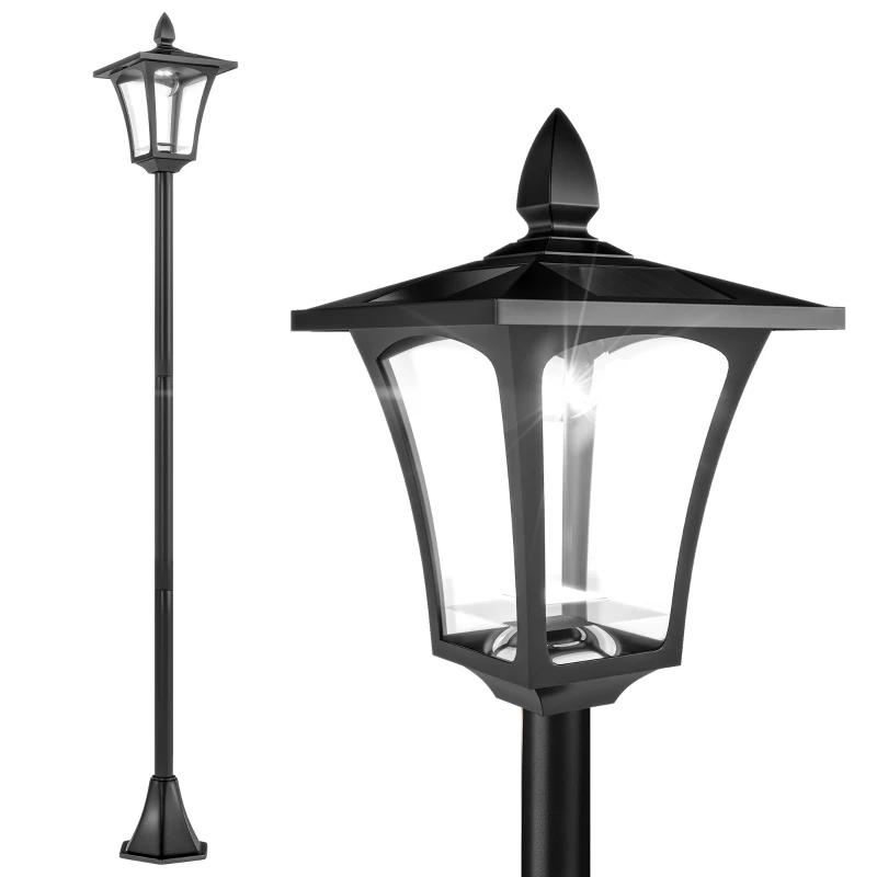 1.6m Dimmable Solar Bollard Light, Black | Kaiku