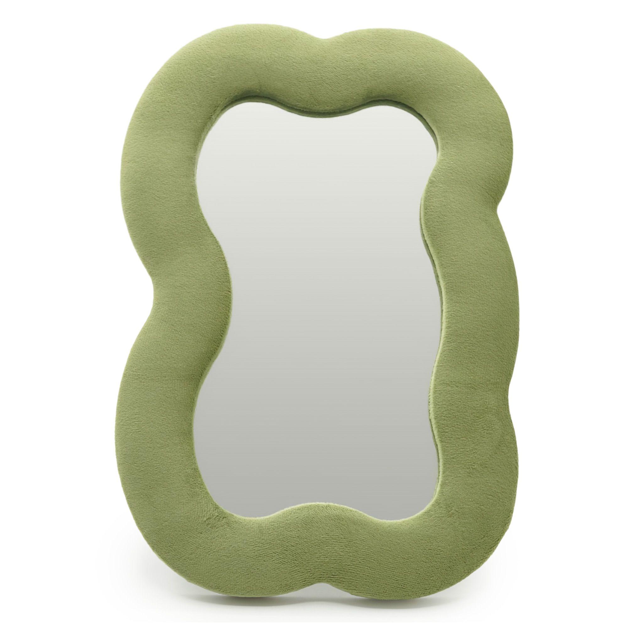 Soft Squiggly Mirror - Large Cloud - Moss Green (33.4x23.5x2.3cm) | Kaiku