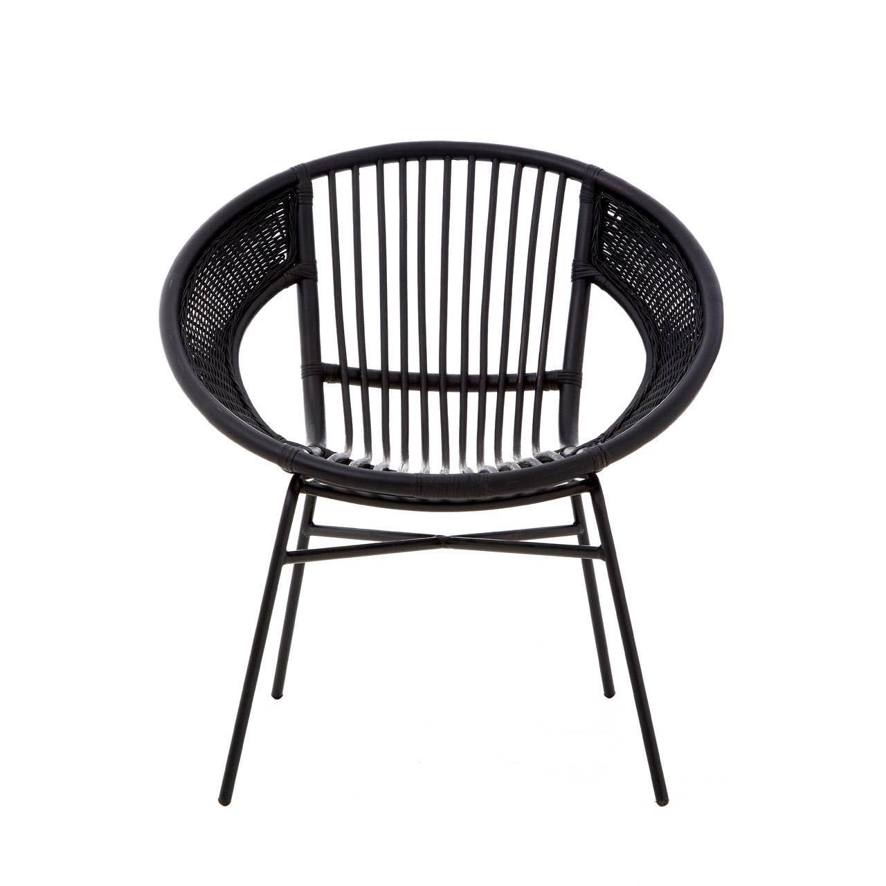Lagom Black Natural Rattan And Iron Black Chair | Kaiku