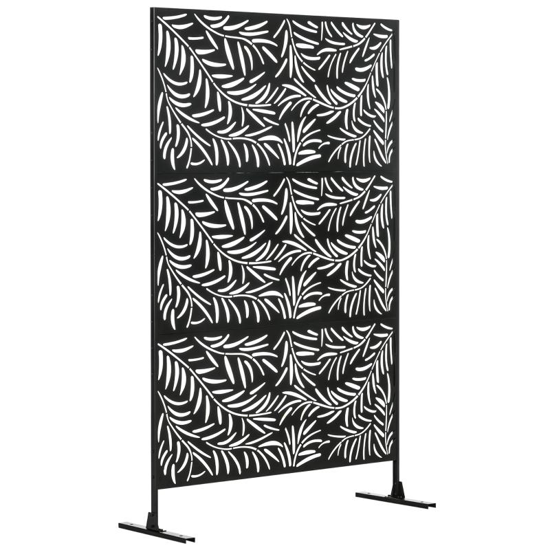 Willow Branch Metal Privacy Screen with Stand, Black | Kaiku