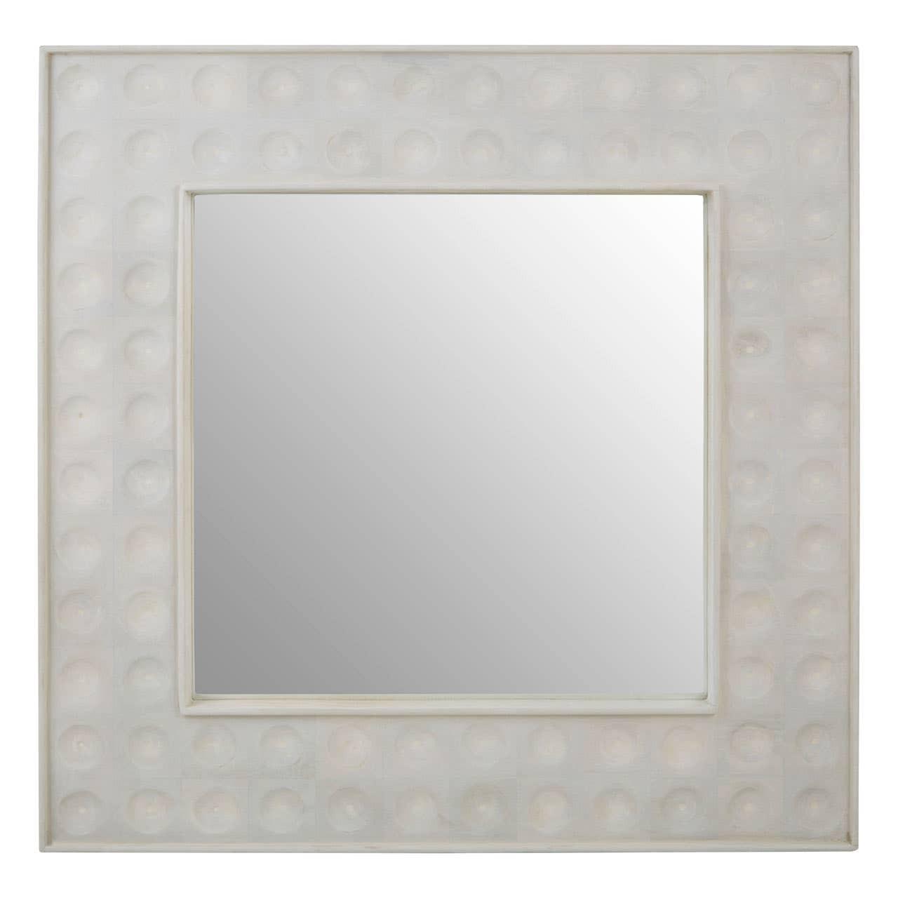 Satara Cream Finish Mango Wood Square Wall Mirror | Kaiku