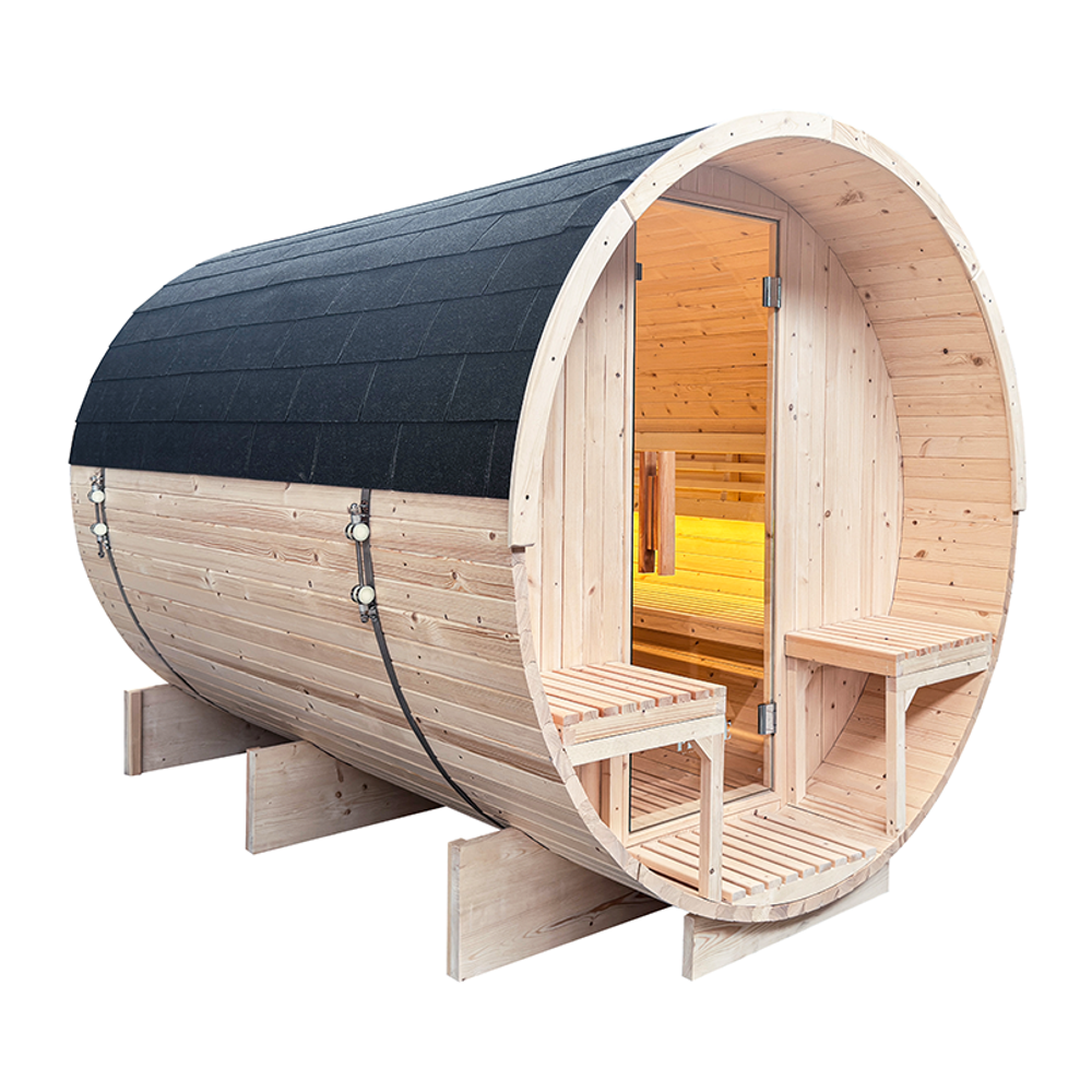 SaunaPlunge™ Pennine Barrel 6-Person Outdoor Sauna | Kaiku