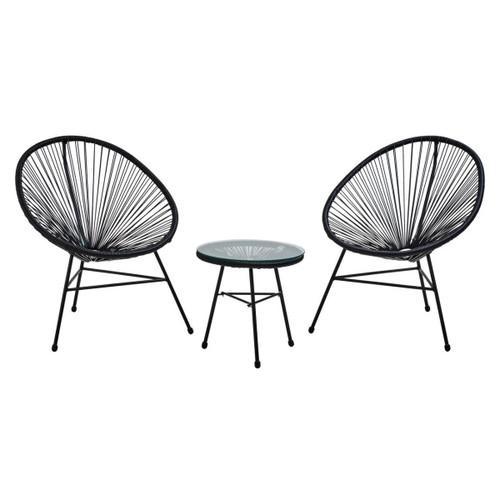 Miami Black Rattan 3 Piece Patio Set (Seat) | Kaiku