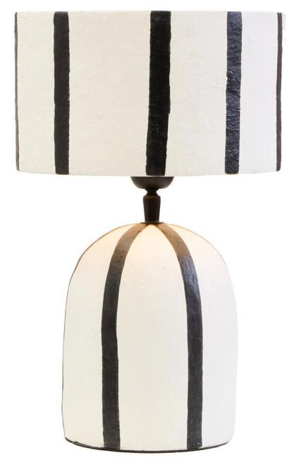 Carta Black and White Stripe Papier Mache Table Lamp | Kaiku