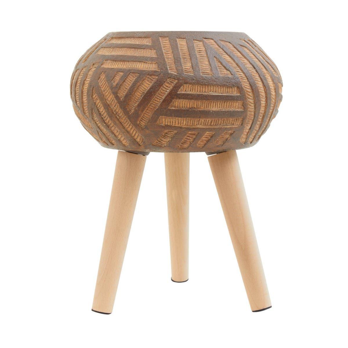 Darnell Round Brown Planter With Angular Legs | Kaiku