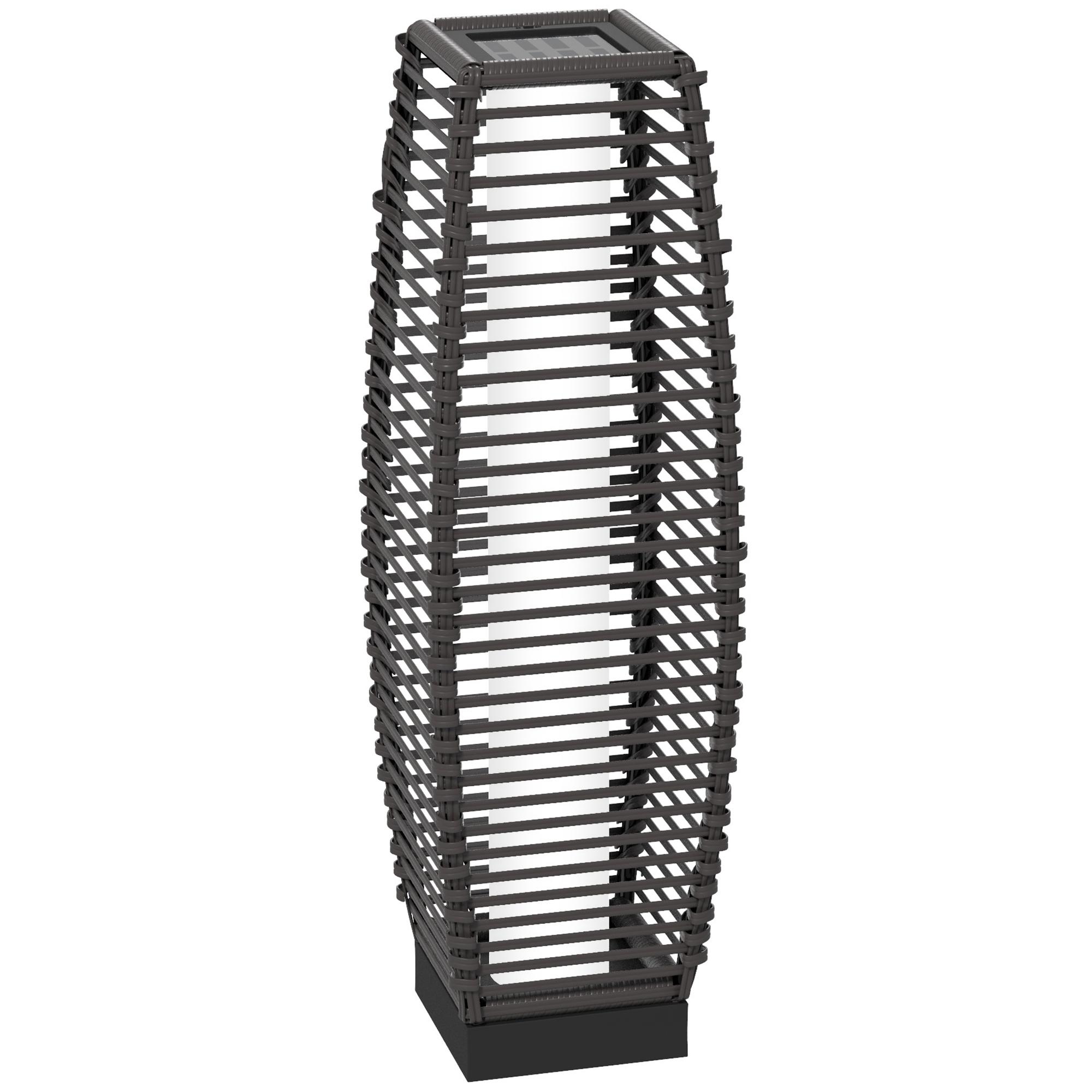 Rattan Solar Floor Lantern, Grey | Kaiku