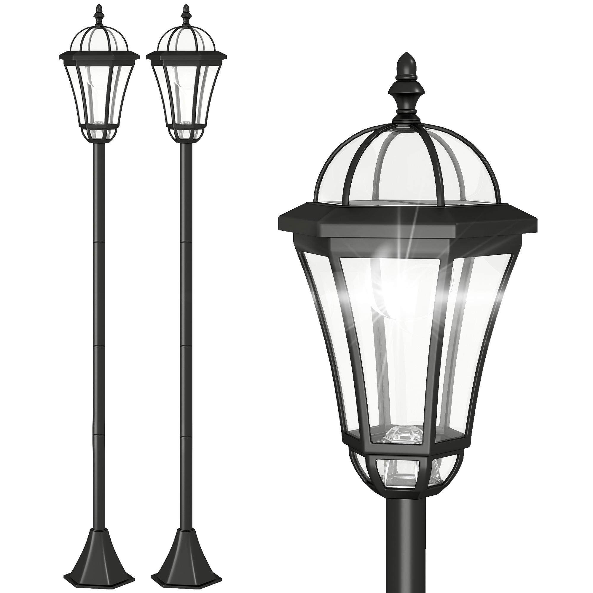 1.3m Solar Lamp Post Lights, Set of 2, Black | Kaiku